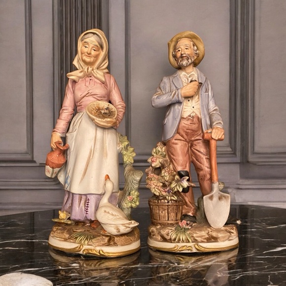 Vintage Farmers HOMCO #8816 Old Man and Old Woman - 14” Figurines - Beautiful!! - Picture 1 of 6